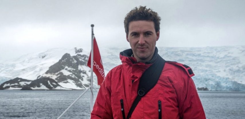 Swoop videographer Burnham in Antarctica