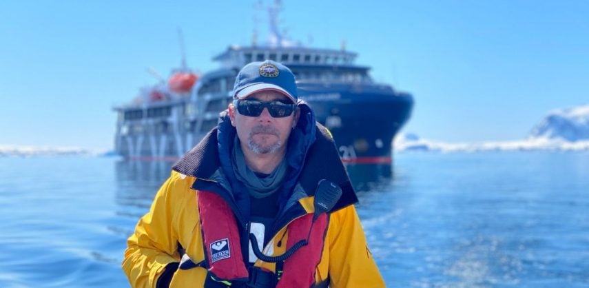 Bob Gilmore heading to Peterman Island, just south of the Lemaire Channel