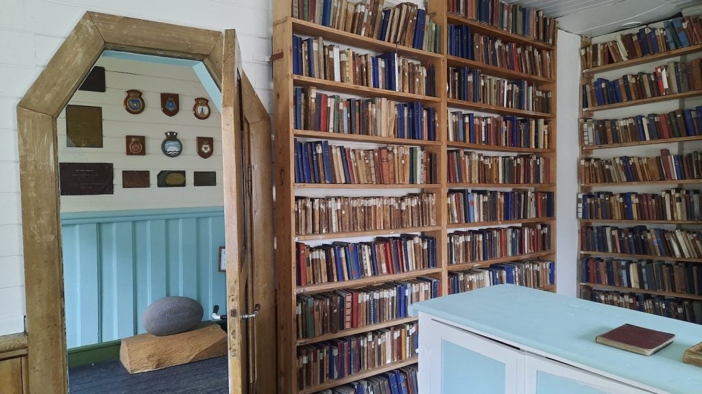 The Whaler's Library inside the Norwegian Church at Grytviken, South Georgia