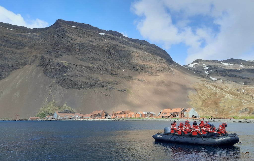Stromness harbour in South Georgia, with its abandoned whaling station