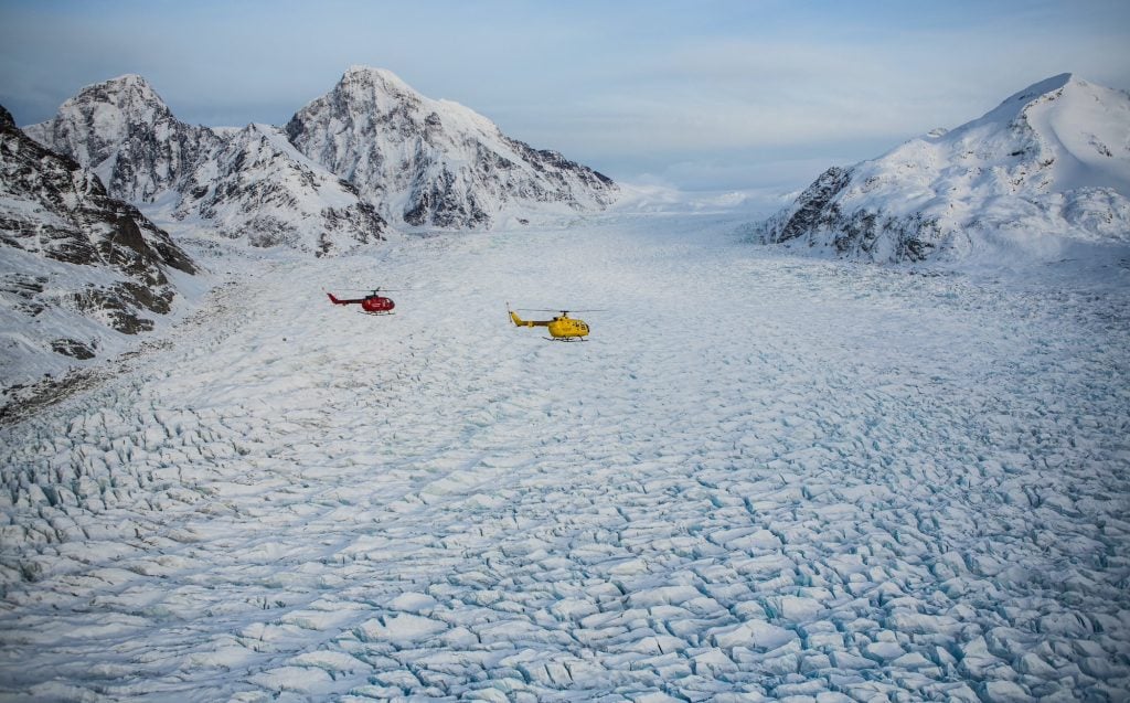 Phase II. Helicopters over glaciers_Credit Tony Martin