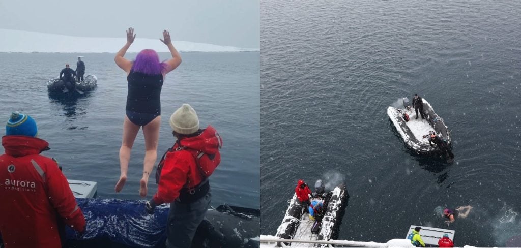 Polar plunge in Antarctica