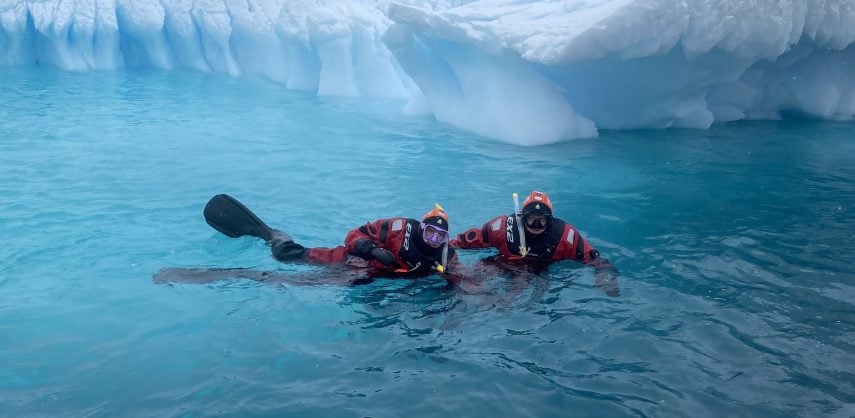 Two Antarctic snorkelers