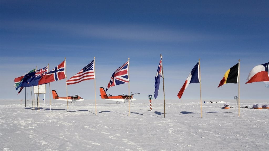 Flags at the South Pole