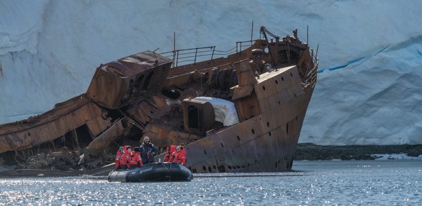 Governoren shipwreck at Foyn Harbour in Antarctica